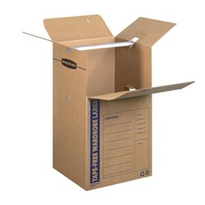 Bankers Box 7710501 SmoothMove Tape-Free Wardrobe Boxes, Large 24.38”L x 24.38”W x 40.25”H, 3 Pack