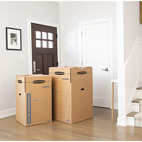 Bankers Box 7710501 SmoothMove Tape-Free Wardrobe Boxes, Large 24.38”L x 24.38”W x 40.25”H, 3 Pack