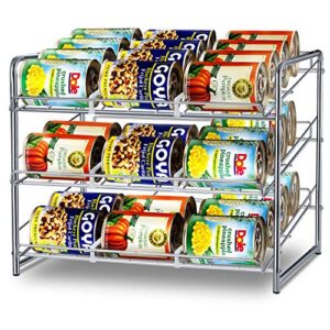 simple trending can rack organizer, stackable can storage dispenser holds up to 36 cans for kitchen cabinet or pantry, chrome