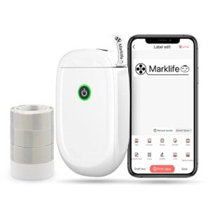 marklife p11 label maker machine with 4 rolls tape,mini thermal wireless inkless sticker printer machine for home kitchen office organization