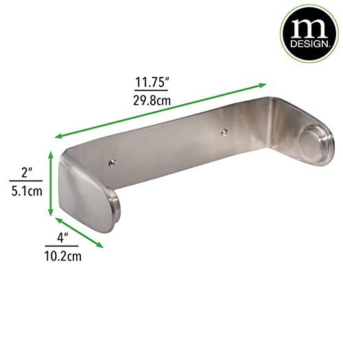 mDesign Metal Wall Mounted Paper Towel Holder Dispenser for Walls or Under Cabinet in Kitchen, Pantry, Cupboard, Sink Storage, Holds Jumbo Rolls - Omni Collection - Brushed Stainless Steel