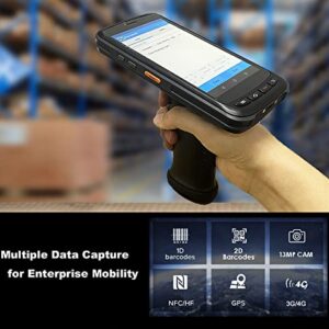 Android Handheld Data Terminal Mobile Computer with 1D & 2D PDF417 Barcode Scanner 3G 4G WiFi BT GPS, Ergonomic Pistol Grip for Warehouse Inventory