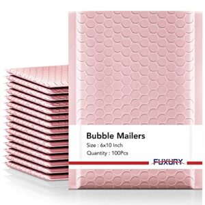 fuxury bubble mailers 6×10 inch 100 pack, sakura pink padded envelopes, self seal waterproof mailing envelopes bubble padded, shipping bags for mailing,packaging, small business, boutique, bulk #0