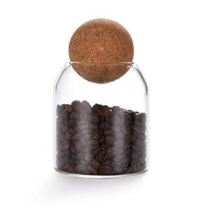 550ml/18oz round cork glass bottle sealed jar nut storage jar coffee bean jar round transparent