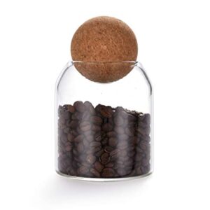 550ML/18Oz round cork glass bottle sealed jar nut storage jar coffee bean jar round transparent