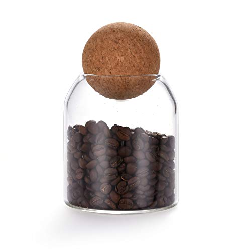 550ML/18Oz round cork glass bottle sealed jar nut storage jar coffee bean jar round transparent