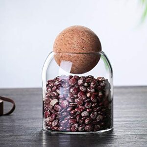 550ML/18Oz round cork glass bottle sealed jar nut storage jar coffee bean jar round transparent