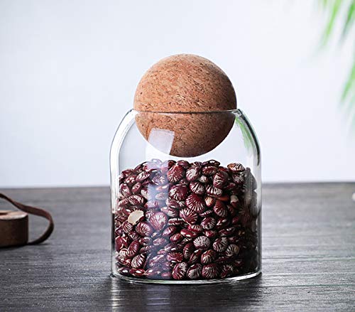 550ML/18Oz round cork glass bottle sealed jar nut storage jar coffee bean jar round transparent
