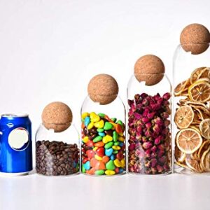 550ML/18Oz round cork glass bottle sealed jar nut storage jar coffee bean jar round transparent