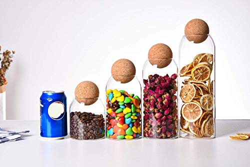 550ML/18Oz round cork glass bottle sealed jar nut storage jar coffee bean jar round transparent