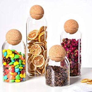 550ML/18Oz round cork glass bottle sealed jar nut storage jar coffee bean jar round transparent