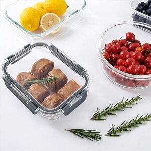 FREYBLI 24-Piece Glass Food Storage Containers with Lids, Glass Meal Prep Containers, Airtight Glass Lunch Bento Boxes, BPA Free & Leak Proof, Microwave, Oven, Freezer and Dishwasher