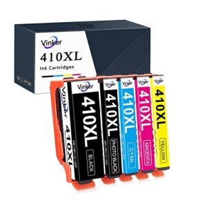 vinker 410xl remanufactured ink cartridge replacement for epson 410 ink cartridges combo pack 410xl t410 t410xl for expression xp-530 xp-630 xp-635 xp-640 xp-830 xp-7100 printer (5 pack)