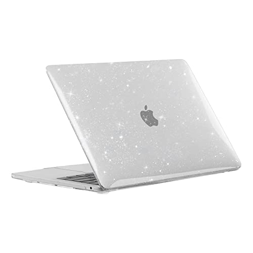 EooCoo Glitter Hard Case Compatible with MacBook Air 13 inch Case 2021 2020 2019 2018 M1 A2337 A2179 A1932 with Retina Display Touch ID, Case + TPU Keyboard Cover + Screen Protector - Sparkly Clear