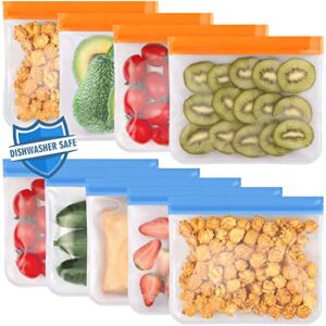 reusable sandwich bags dishwasher safe,9 pack reusable bags silicone extra thick leak-proof reusable quart bags for marinate meats, cereal, sandwich, snack, travel items, home organization