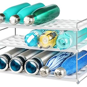 Water Bottle Organizer for Cabinet, 3 Tier Expandable Water Bottle Storage Rack, Water Bottle Shelf Storage for Tumbler Sports Flask Travel Mugs, Tumbler Storage for Cabinet Kitchen Countertop Fridge