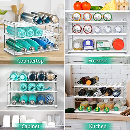 Water Bottle Organizer for Cabinet, 3 Tier Expandable Water Bottle Storage Rack, Water Bottle Shelf Storage for Tumbler Sports Flask Travel Mugs, Tumbler Storage for Cabinet Kitchen Countertop Fridge