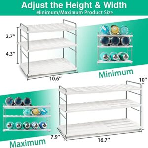 Water Bottle Organizer for Cabinet, 3 Tier Expandable Water Bottle Storage Rack, Water Bottle Shelf Storage for Tumbler Sports Flask Travel Mugs, Tumbler Storage for Cabinet Kitchen Countertop Fridge