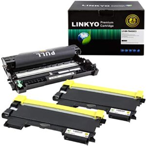 linkyo compatible printer toner cartridge and drum unit set replacement for brother tn450 tn-450 dr420 dr-420 (2 toner cartridges, 1 drum unit)