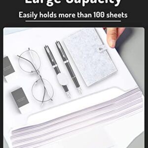 Forvencer Binder Pocket, 10 Pack Super Heavyweight Poly Binder Pocket with Hook and Loop Closure, Binder Folders Side Loading, 3 Ring Binder Pocket, Letter Size, Clear