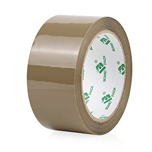 BOMEI PACK Brown Packing Tape with Dispenser, 2.4 Mil 1.88 Inch x 60 Yards, 6 Refills Rolls Packaging Tape for Moving, Shipping and Storage