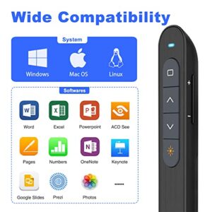 UBUYONE Wireless Presenter Remote Presentation Pointer Clicker with Hyperlink & Volume Control USB PowerPoint Slide Advancer