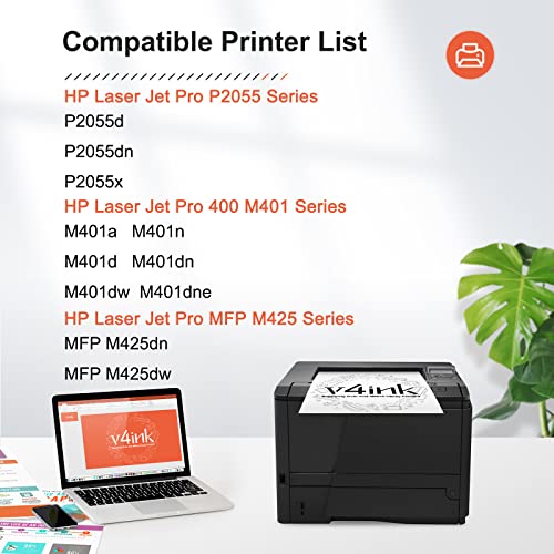 v4ink 2PK Compatible Toner Cartridge Replacement for HP 80X CF280X CF280A Toner Ink High Yield for HP Pro 400 M401 M401a M401d M401dn M401dne M401dw M401n MFP M425dn M425dw Printer