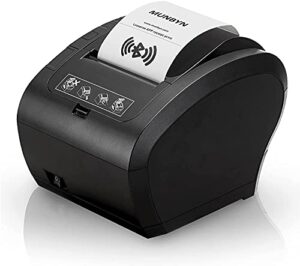munbyn bluetooth 5.0 pos printer p047, 80mm receipt printer, direct thermal printer with usb serial ethernet, bluetooth, android windows pc
