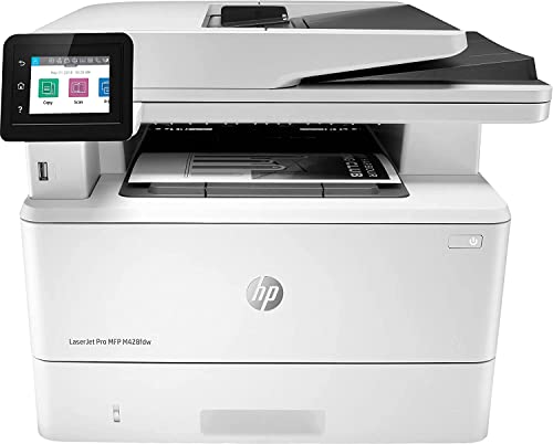 HP Laserjet Pro MFP M428fdw All-in-One Wireless Monochrome Laser Printer, White - Print Scan Copy Fax - 40 ppm, 1200 x 1200 dpi, Auto Duplex Printing, 50-Sheet ADF, Ethernet, Cbmoun Printer_Cable