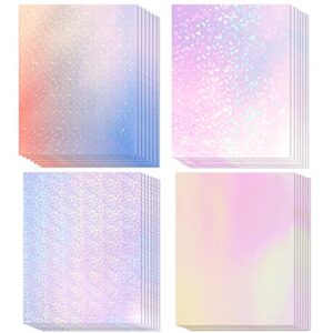 36 sheets holographic sticker paper, transparent holographic vinyl laminate film, clear overlay lamination sticker paper self adhesive waterproof – gem, dot, colorful, star patterns/8.5×11 inch