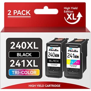 havatek remanufactured ink cartridge replacement for canon pg-240xl cl-241xl for pixma mg3620 mg3600 mx452 mg2120 mg3520 mx472 mg3220 mx432 mg2220 mx512 mg3122 mg3222 mg3120 printer (1 black, 1 color)