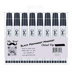 Mr. Pen- Black Permanent Markers, 8 Pack, Chisel Tip Permanent Marker, Markers, Black Markers, Thick Black Markers, Permanent Marker Chisel, Chisel Tip Black Marker, Chisel Tip Black, Chisel Tip