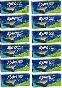 expo 81505 block eraser dry erase whiteboard board eraser, soft pile, 5 1/8 w x 1 4 h – pack of 12