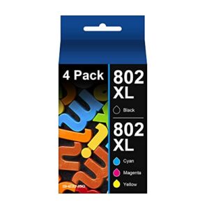 802xl remanufactured ink cartridges replacement for epson 802xl 802 802 xl t802xl t802 for epson 802xl ink cartridges combo pack for pro wf-4740 wf-4730 wf-4720 wf-4734 ec-4020 ec-4030 (4 pack)