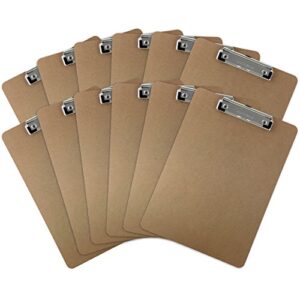 trade quest, letter size clipboards, low profile clip, hardboard (pack of 12)