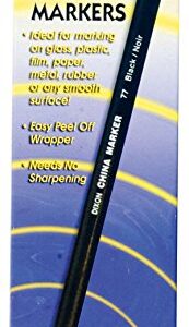 DIXON Industrial Phano Peel-Off China Marker Pencils, Black, 12-Pack (00077)