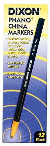 DIXON Industrial Phano Peel-Off China Marker Pencils, Black, 12-Pack (00077)