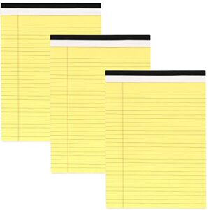 emraw yellow legal pads 8.5 x 11.75 – canary yellow micro perforated edge legal ruled universal 50 sheets letter size writing pad (pack of 3)