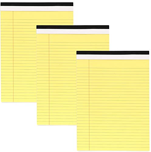 Emraw Yellow Legal Pads 8.5 x 11.75 – Canary Yellow Micro Perforated Edge Legal Ruled Universal 50 Sheets Letter Size Writing Pad (Pack of 3)