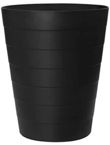 besuma slim round plastic small trash can wastebasket, garbage container bin for bathrooms, powder rooms, kitchens, home offices, kids rooms (black, 1.5 gallons)