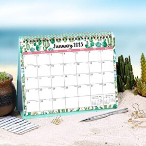 Desk Calendar 2023-2024 - Standing Flip 2023-2024 Desktop Calendar with Thick Paper, Jan 2023 - Jun 2024, 10" x 8.3",Memo Pages, Stand up Desk Calendar with Strong Twin-Wire Binding & Blank Blocks