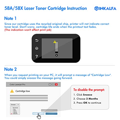 inkalfa 58X CF258X Toner Cartridge Black: 2 Pack (with Chip, High Yield) Replacement for HP CF258X 58X 58A CF258A MFP M428fdw M428fdn M428dw M404 M428 Pro M404n M404dn M404dw Printer