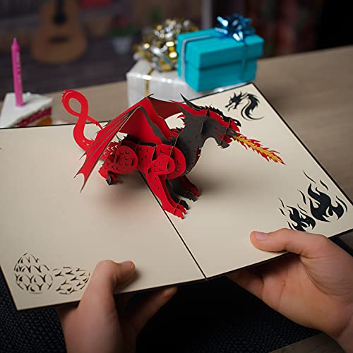 Dragon Pop Up Card by DEVINE Popup Cards | 3D Cards Pop Up Birthday Cards for Women Kids Mom Dad Husband Wife | Pop Up Greeting Cards | Funny 3D Birthday Pop Up Card |Love Father Boy Girl Son Daughter