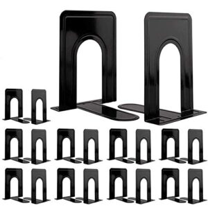 jekkis 20pcs bookends metal book end 6.6″x 5.7″x 5″ black heavy duty bookends for shelves nonskid bookend supports plain large bookends, library office home, 10 pair