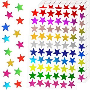 yidelly 1200 pack foil metallic star stickers, 10 sparkling colors self-adhesive sticker for kids reward, 0.6″ diameter