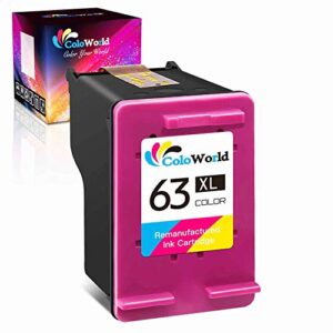 coloworld remanufactured ink cartridge replacement for hp 63xl 63 xl work with envy 4520 3634 officejet 3830 3831 5252 4650 5258 5255 deskjet 3636 3630 1112 1110 3637 3639 printer (1 color)