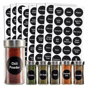 talented kitchen 144 round 1.5 inch spice jar labels preprinted, chalkboard seasoning spice labels stickers + numbers for kitchen organization and storage (water resistant)