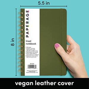 PAPERAGE Lined Spiral Journal Notebook, (Dark Green), 160 Pages, Medium 5.7 inches x 8 inches - 100 GSM Thick Paper, Hardcover, Double-Wire Spiral Journal & Notebook