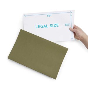 Blue Summit Supplies Extra Capacity Hanging File Folders, 9 x 14 Legal Size, Heavy Duty, 2 Inch Expansion Filing Folders, 1/5 Tab, for Bulky Files, Legal Charts, Standard Green, 25 Pack