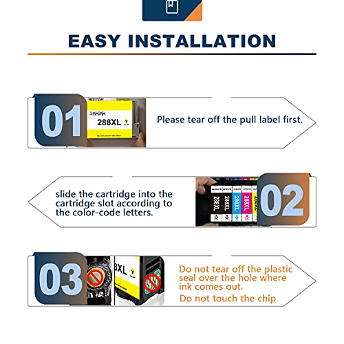 Ankink Remanufactured Higher Yield Epson 288XL Ink Cartridge 4 Pack Compatible for Epson 288 Ink XL 1 Black 3 Color Combo Pack Fit with XP-440 XP-330 XP-340 XP-430 434 446 XP440 XP446 XP340 Printer